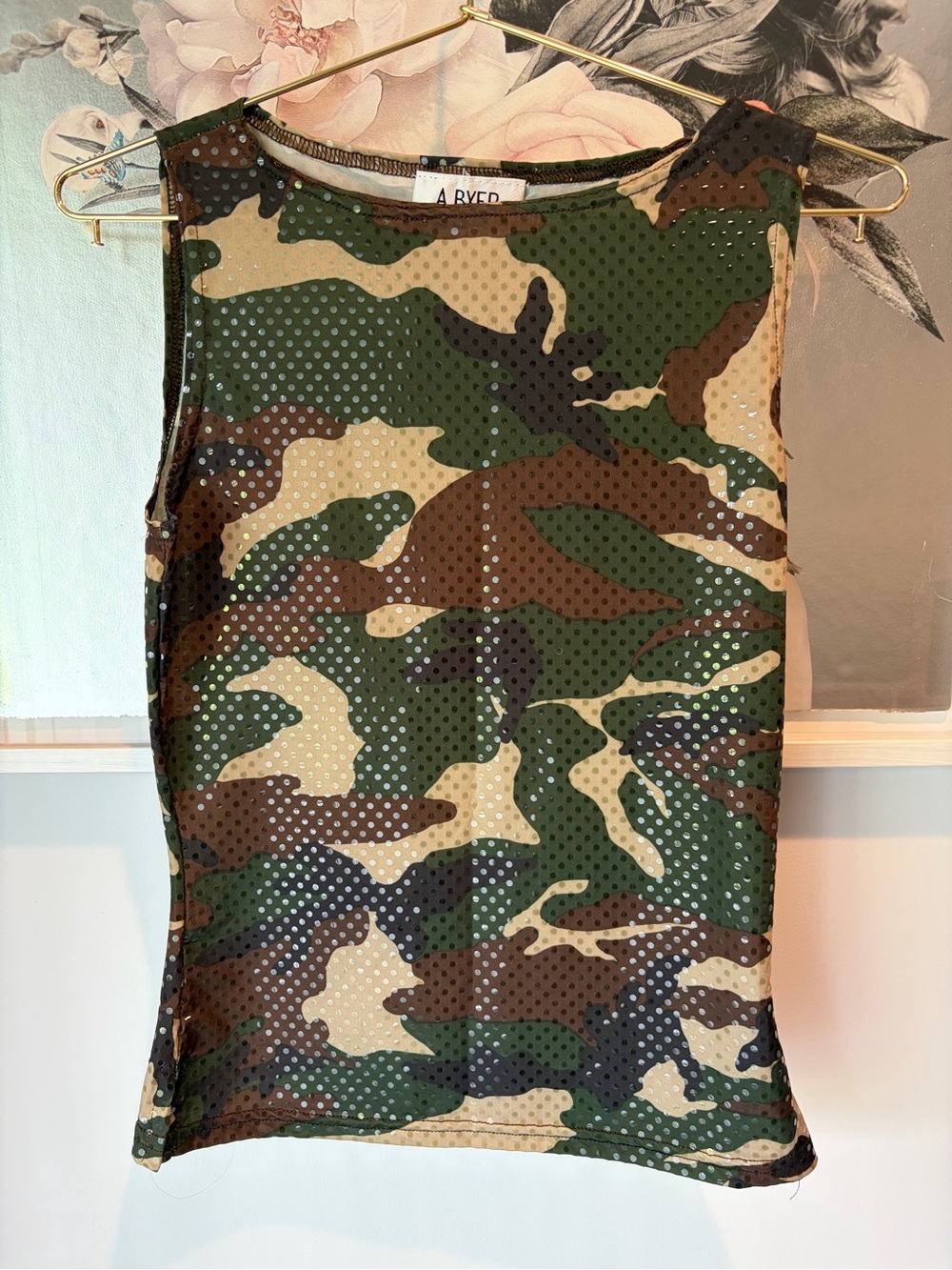 A. BYER Metallic Camouflage Tank Top Size Medium